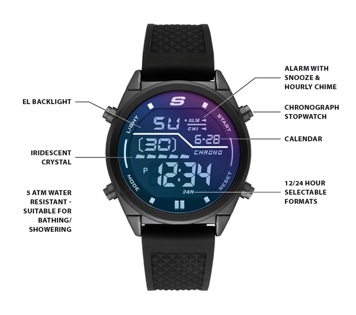 Accessories Blue Face Digital Watch | Skechers USA